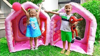 Diana Pretend Play with Giant Indoor Inflatable Playhouse Kids Toy [upl. by Kcoj]