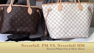 Louis Vuitton Neverfull PM VS MM Reviewwhat fitsMod Shots [upl. by Denoting210]