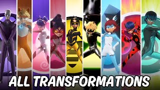 Miraculous Ladybug All Transformations  Season 1 To 5  Tales of Ladybug And Cat Noir [upl. by Gruver197]