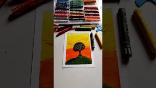 Easy Oil Pastels Drawing trending sunset subscribe [upl. by Stace746]