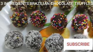 3 INGREDIENT BRAZILIAN CHOCOLATE TRUFFLE  BRAZILIAN SNACK  DAILY COOKING [upl. by Zacek433]