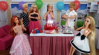 Barbie Birthday Party in the Dream House Barbie gets presents [upl. by Enayd]