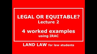 ANSWER PLAN  LEGAL OR EQUITABLE Land Law [upl. by Odranreb54]