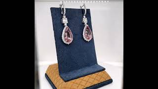 18Kt White Gold Morganite and Diamond Dangling Earrings [upl. by Ponton]