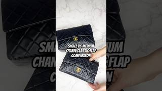 What’s the difference between the Small vs medium Chanel Classic Flap chanel vintagechanel bag [upl. by Ynwat]