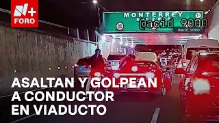 Ladrones en moto asaltan a conductor lo golpean y huyen con calma en Viaducto  Hora 21 [upl. by Neruat]