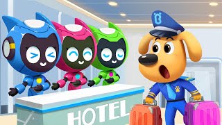 Robot Hotel  Police Chase  Funny Cartoons for Kids  Sheriff Labrador [upl. by Ahsilam]