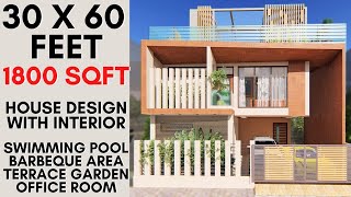 30X60 feet 1800 sqft Luxurious House with Swimming Pool amp Barbecue Space  9X18 Meter  ID044 [upl. by Ciapha984]