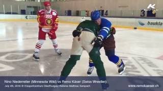 Fight Icehockey meets Wrestling  NHLStar Nino Niederreiter vs Remo Käser [upl. by Benedict]