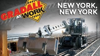 Gradall XL 3300 III wRail Gear Hurricane Sandy Railway Repair New York [upl. by Anehs]