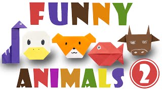 Origami for kids Top 5 easy origami animals 2 [upl. by Olinad206]