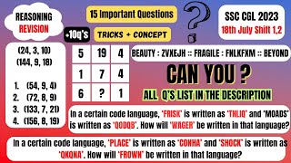 Reasoning Tricks 🔥 SSC CGL 2023 18th July  SSC CGL 2024  ssccgl sscmts tricks trending pyq [upl. by Hyde]