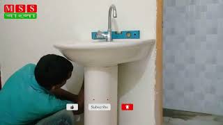 How to install wash basin  wash basin installation  MSS BANGLA [upl. by Roper]