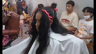 Mother watches her daughter get a severe summer haircut [upl. by Ailemap]