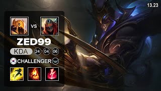 ZED99 Zed vs Azir Mid  KR Challenger  Patch 1323 Season 13 [upl. by Ralip891]