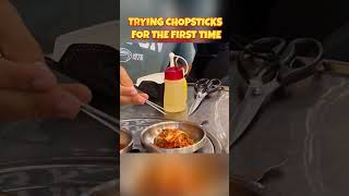 Trying chopsticks for the first time shorts [upl. by Brewer]