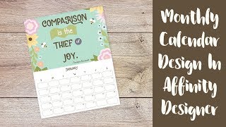 How To Design A Monthly Calendar In Affinity Designer [upl. by Noseimaj]