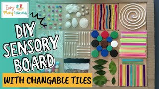 PLAY INSPIRATION  Create Your Own Sensory Board with Cardboard Interchangeable Tiles [upl. by Nedia]