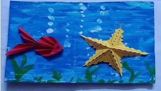 3D AQUARIUM WALL HANGING CRAFT PAPER STARFISH PAPER FISH  SCHOOL PROJECT MINIATURE CRAFT3D ART [upl. by Nwahsid614]