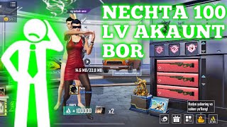 🤯PUBGDA NECHTA 100LV AKAUNT BOR🤯 [upl. by Gnay]