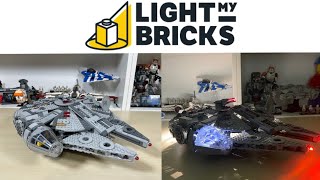 AWESOME 75257 MILLENNIUM FALCON LIGHTING KIT LIGHT MY BRICKS [upl. by Eahsed]