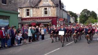 Pipe Bands Parade Scottish Highland Games Pitlochry Perthshire Scotland [upl. by Liarret990]