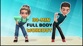 30MIN FULL BODY WORKOUT FOR KIDS EXERCISE AT HOME [upl. by Aerehs]