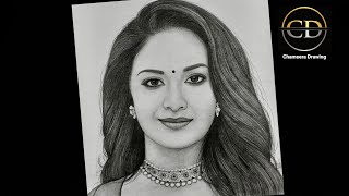 How to draw a Girl quotKeerthy sureshquotstep by stepPencil DrawingEasy Drawing Tutorial for Beginners [upl. by Notgnirra]