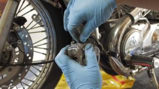 How to Replace Front Brake Pads on Older Honda Shadow Motorcycles [upl. by Aicilec]