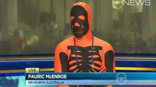 Mr Morphsuit Australia interviewed on Channel 10 News [upl. by Swayder]