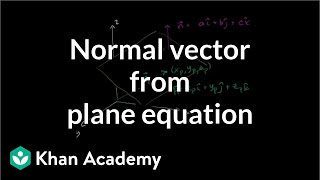 Normal vector from plane equation  Vectors and spaces  Linear Algebra  Khan Academy [upl. by Oznarol724]