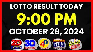 Lotto Result Today 9PM Draw October 28 2024  2D 3D Swertres 4D 645 655 PCSOlotto [upl. by Einwat]