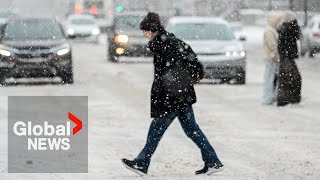 Winter weather Frigid cold snowstorms make way across Canada [upl. by Reinald]