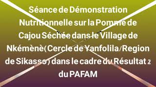 PAFAMSéance de Démonstration Nutritionnelle sur la Pomme de Cajou Séchée à Nkèmènè Yanfolila [upl. by Ear885]