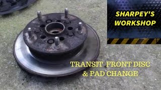 FORD TRANSIT FRONT DISCROTOR AND PAD CHANGE RWD MODEL [upl. by Wurst]