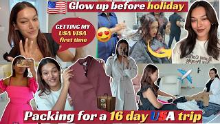 GLOW UP amp PACK for USA How I got my VISA New Hair Colour 😍  TravelWSar [upl. by Barbabas]