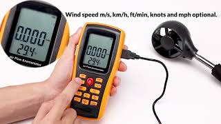 CFMCMM Anemometer Handheld Air Flow Velocity Meter Wind Speed Gauges [upl. by Riki]