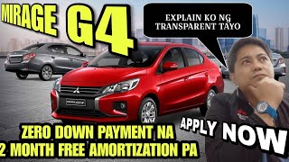 Mitsubishi Mirage G4 Promo  No Down Payment and Free two months amortization Explained [upl. by Quickel]