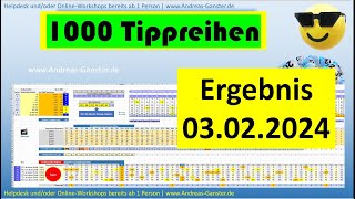 Ergebnis 03 022024  1000 Tippreihen Excel Lotto  Ganster [upl. by Serles72]