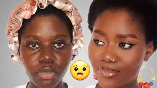 MAKEUP TRANSFORMATION  DARK SKIN ft Afro  4c hair makeup [upl. by Atinaej]