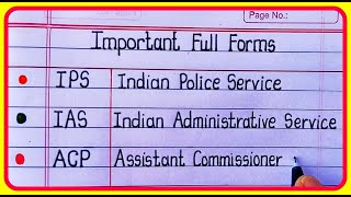 Important Full Form  IPS IAS ACP DCP DIG DGP UPSC Full Forms [upl. by Dust]