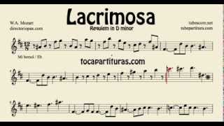 Lacrimosa Partitura de Saxo Alto Baritone Sax Corno Francés o Trompa en Mi bemol Requiem [upl. by Oznola897]