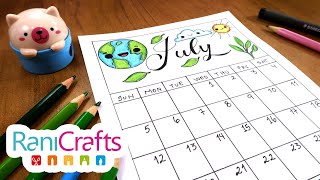 DIY  JULY CALENDAR  ORGANIZATION  BULLET JOURNAL [upl. by Cerallua386]