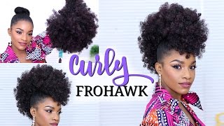 Faux Hawk Using a Drawstring Ponytail  How to Do a Curly Frohawk [upl. by Weidner187]