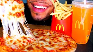 ASMR CHEESIEST PIZZA PAPA JOHNS MCDONALDS FRENCH FRIES MUKBANG EATING SHOW MOUTH SOUNDS JERRY AD [upl. by Ravaj896]