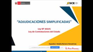 OSCE ADJUDICACIONES SIMPLIFICADAS  LEY N° 30225 quotLEY DE CONTRATACIONES DEL ESTADOquot [upl. by Eciram]