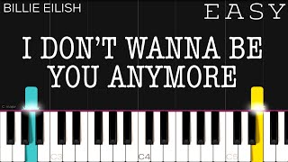 Billie Eilish  idontwannabeyouanymore  EASY Piano Tutorial [upl. by Aihsemat]