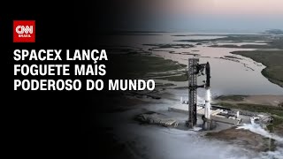 Spacex lança foguete mais poderoso do mundo  AGORA CNN [upl. by Tebazile]