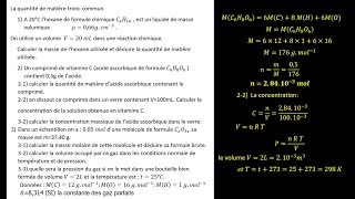 exercice de chimie La quantité de matière tronc commun  concentration la pression dun gaz [upl. by Ardnazil807]