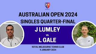 2024 Australian Open  Singles Quarter Finals  J Lumley 1 v L Gale 22 [upl. by Rehportsirhc]